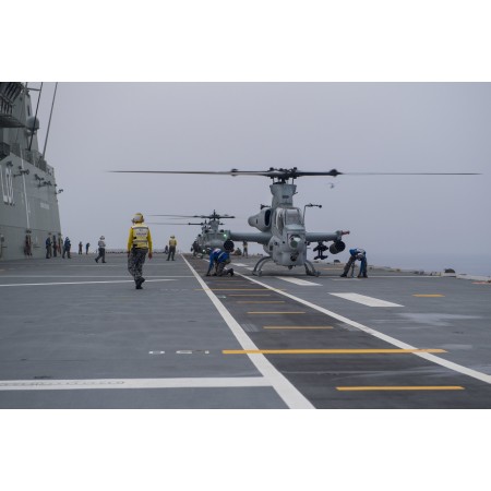 35x24in Poster USMC helicopters conduct deck qualifications on board HMAS Adelaide during RIMPAC 2018