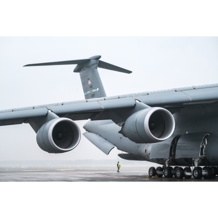 Poster Lockheed C-5M Super Galaxy delivering Sikorsky Blackhawks to Riga airport