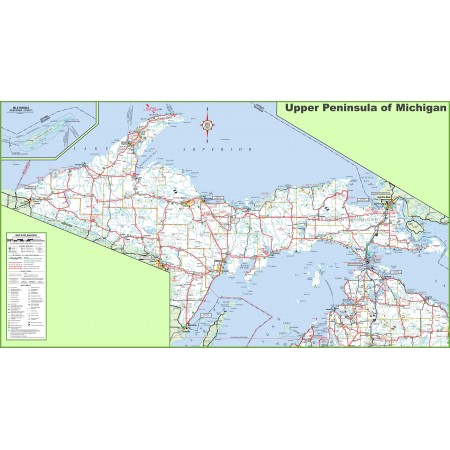 43x24in Poster Map of Upper Peninsula of Michigan
