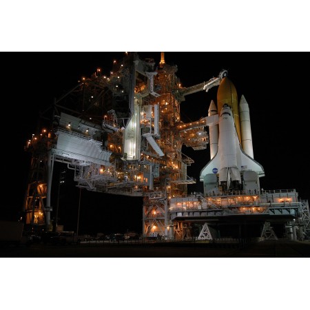 36x24in Poster Space Shuttle Discovery at night before the launch of STS-114 mission