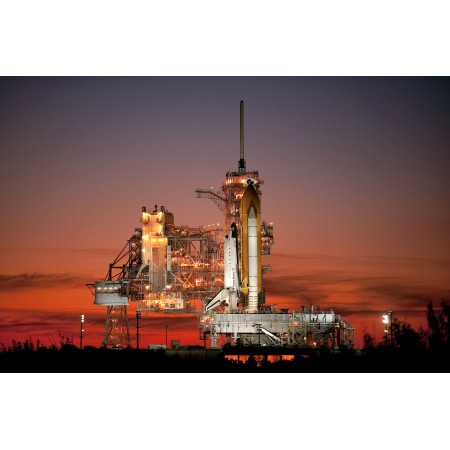 36x24in Poster The Space Shuttle Atlantis is seen on launch pad 39A at the NASA Kennedy Space Center