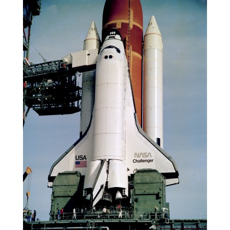 24x30in Poster Space Shuttle Challenger waits on Complex 39A at Kennedy Space Center 1983