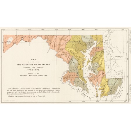 40x24in Poster Counties of Maryland During the Period 1773-1776