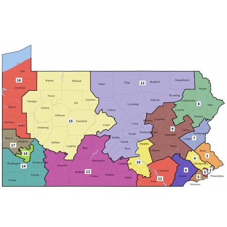 36x24in Poster 2018 PA Statewide Remedial Congressional Districts