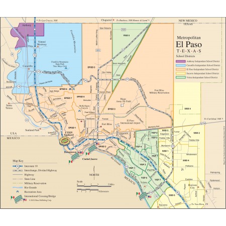 28x24in Poster Metropolitan El Paso Texas School districts Map