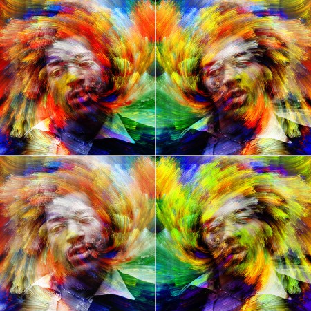 24x24in Poster Jimi Hendrix Psychedelic Art
