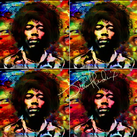 24x24in Poster Psychedelic Rock Jimi Hendrix Composition
