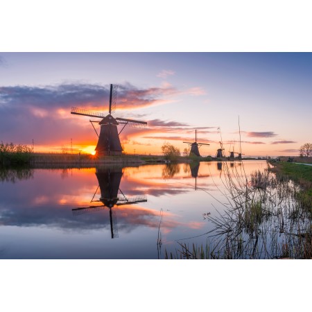 36x24in Poster Overwaard Windmills at Kinderdijk
