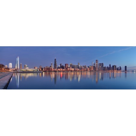 75x24in Poster Chicago Skyline at Sunrise Panorama