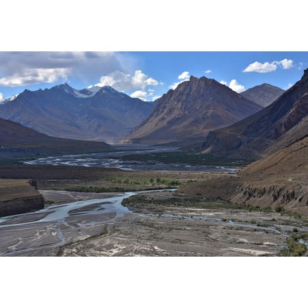 36x24in Poster Spiti River above Kaza, Lahaul and Spiti Dist, Himachal, India.