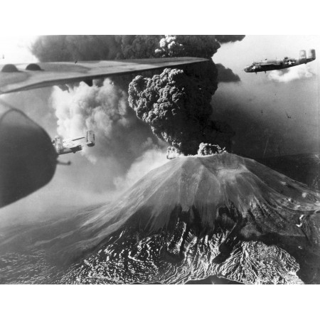 24x18in Poster Vesuvius during its last eruption from B-25 Mitchell bomber March 1944