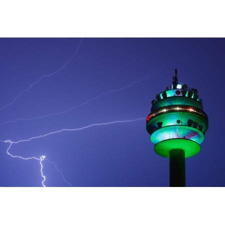 36x24in Poster Lightning strikes radio tower Funkturm Arsenal, Vienna