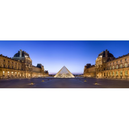 64x24in Poster West of the Louvre Museum's Napoleon Courtyard, at dusk