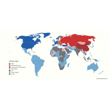53x24in Poster World Map of the Cold War in 1980