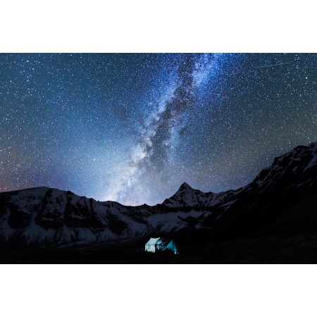 35x24in Poster Photo of a natural site in Nepal. Milky Way Galaxy As Seen From Amphu Laptsa Base Camp