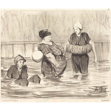 28x24in Poster Honoré Daumier, Les Baigneuses prudentes 1847