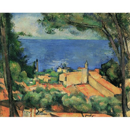 29x24in Poster L'Estaque aux toits rouges, par Paul Cézanne