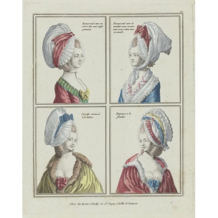 24x30in Poster Gallerie des Modes et Costumes Français, 1776-1778 Bonnet rond avec