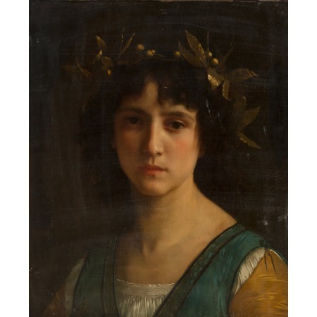 24x29in Poster Head of an Italian Girl with a Laurel Wreath William Adolphe Bouguereau
