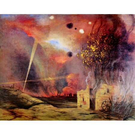 30x24in Poster Félix Vallotton, 1915 - Paysage de ruines et d'incendies