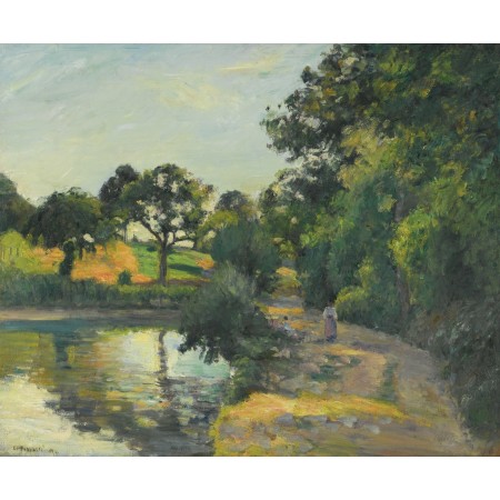 28x24in Poster Camille Pissarro - L'Étang au soleil couchant, Montfoucault