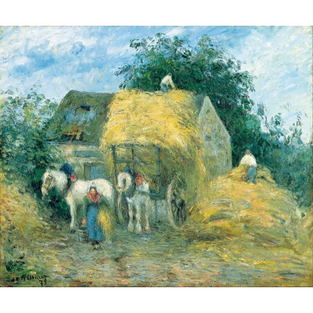 28x24in Poster Camille Pissarro - The Hay Cart, Montfoucault