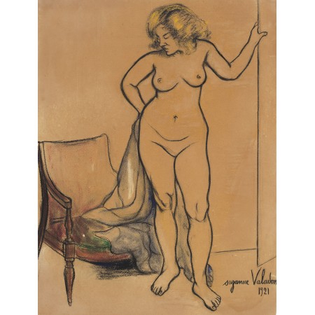 24x31in Poster Suzanne Valadon nu a la draperie devant un fauteuil