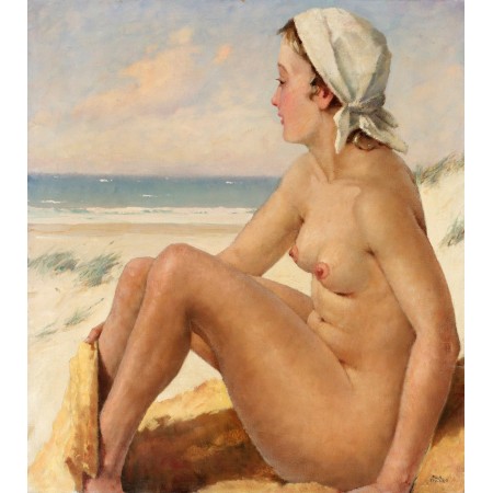 24x27in Poster Paul Gustav Fischer - Bather at the beach 1920