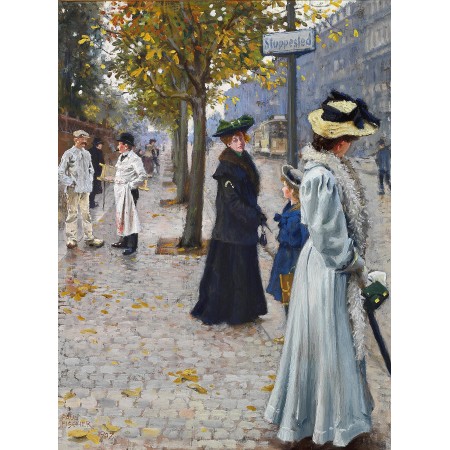 17x24in Poster Paul Fischer - Waiting for the tram 1907