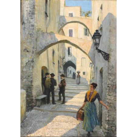 24x34in Poster Paul Fischer - Street life in San Remo 1913