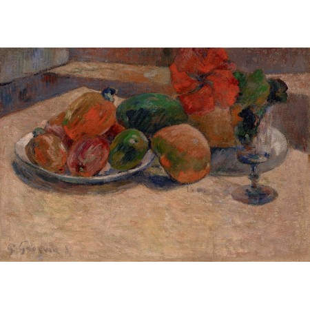 34x24in Poster Paul Gauguin - Still-life with mangoes and a hibiscus flower 1887