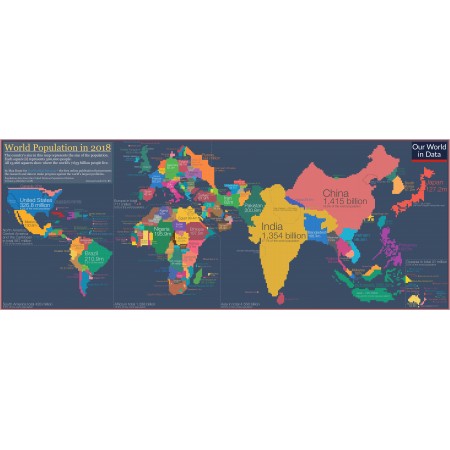 62x24in Poster World population cartogram Map