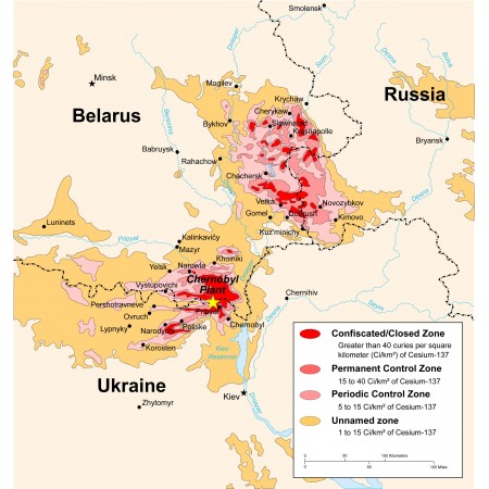 24x25in Poster Chernobyl radiation map 1996