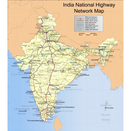 24x27in Poster India National Highway Network Map