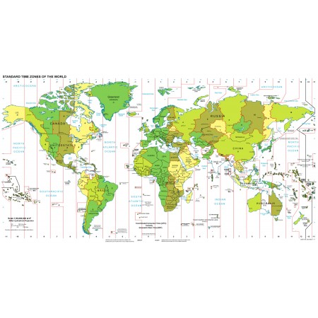 24x12in Poster 44x24in Poster World Map of Standard Time Zones
