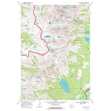 24x33in Poster Grand Teton Park Topographic Map