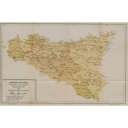 36x24in Poster Sicilian Mafia activity Map in 1900 Cutrera