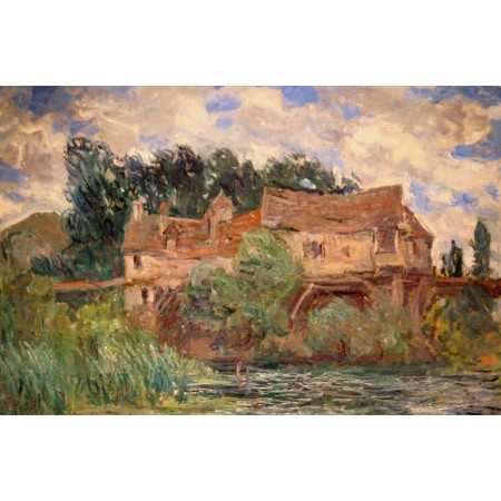 36x24in Poster Claude Monet Houses on the Old Bridge at Vernon 1883
