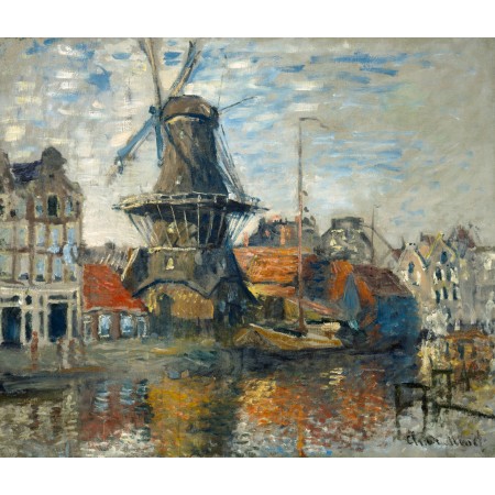 28x24in Poster Claude Monet - The Windmill Amsterdam 1871