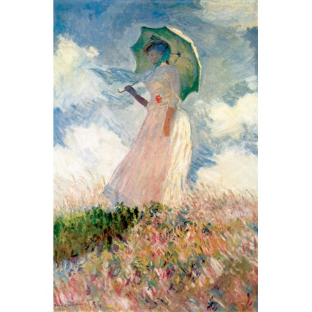 15x24in Poster Claude Monet Study of a Figure Outdoors: Woman with a Parasol, facing left