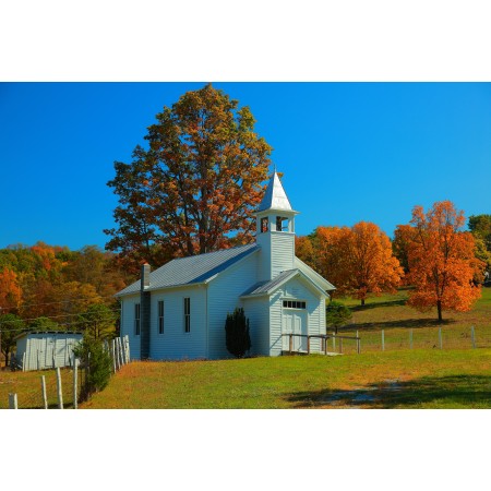 36x24in Poster Country-church-bright-sunny-autumn-day - West Virginia - ForestWander