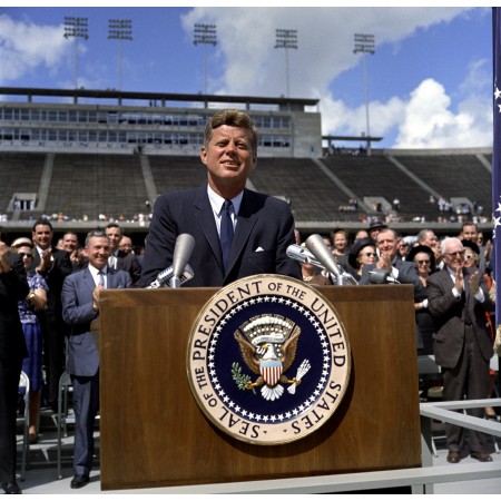 24x24in Poster President John F. Kennedy speaks on the nation's space effort, Rice University, Houston, Texas, September 12, 1962
