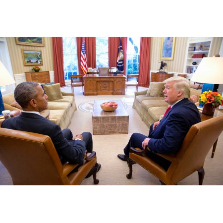 24x15in Poster Sitting President & President-elect, Barack Obama & Donald Trump squa on November 10th 2016