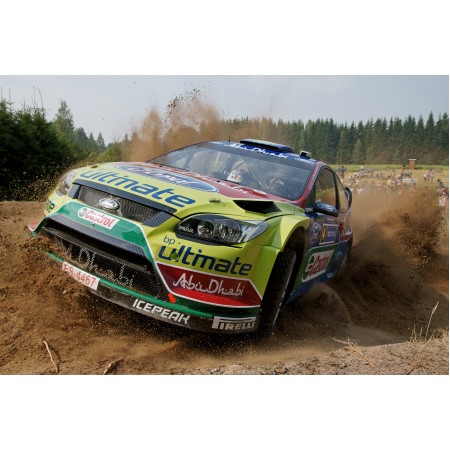 36"x24" Poster Jari-Matti Latvala, winner of the Neste Oil Rally Finland 2010, driving his Ford Focus