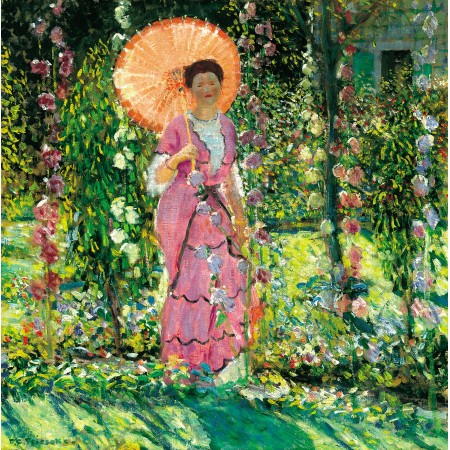 24x24in Poster Frederick Carl Frieseke - Hollyhocks, Frieseke