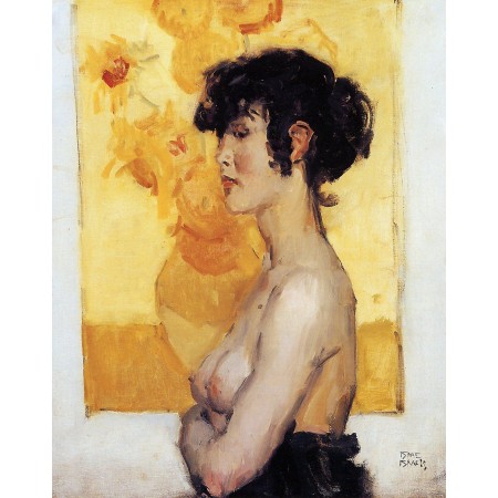 19x24in Poster Isaac Israels - Woman before Sunflowers by Van Gogh, 1917