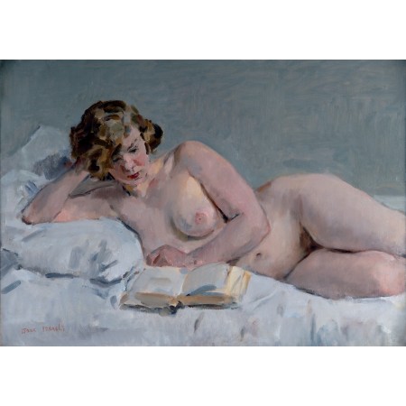 33x24in Poster Isaac Israels - Reclining reading nude