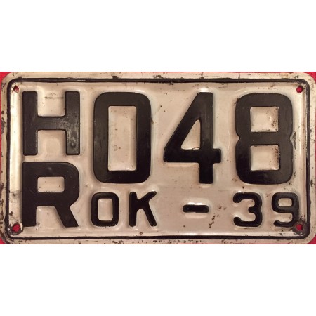 24x13in Poster 1939 Oklahoma license plate