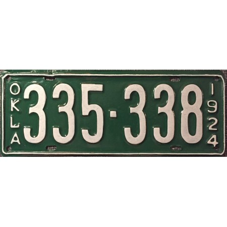 24x9in Poster 1924 Oklahoma license plate