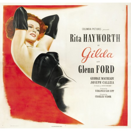 24x24in Poster Six-sheet theatrical release poster for the 1946 film Gilda, starring Rita Hayworth